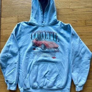 Baby Blue Graphic Print Corvette Hoodie